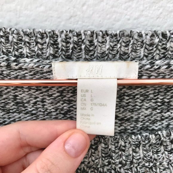 H&M Scoop Neck Pullover Marled Grey Knit Sweater Size Large - Picture 2 of 5